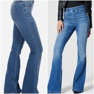 Spanx Bootcut Flare Denim Jeans Pull On Stretch High Rise M 31L slimming shape